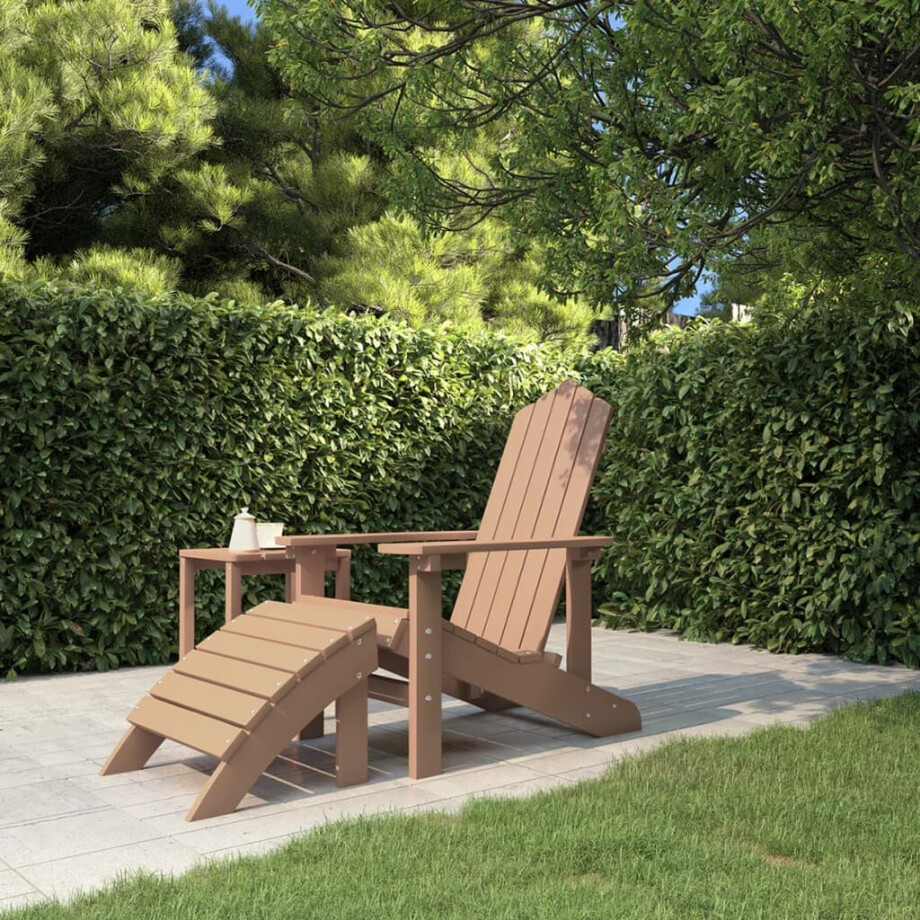 vidaXL Tuinstoel Adirondack met voetenbank HDPE bruin afbeelding 1