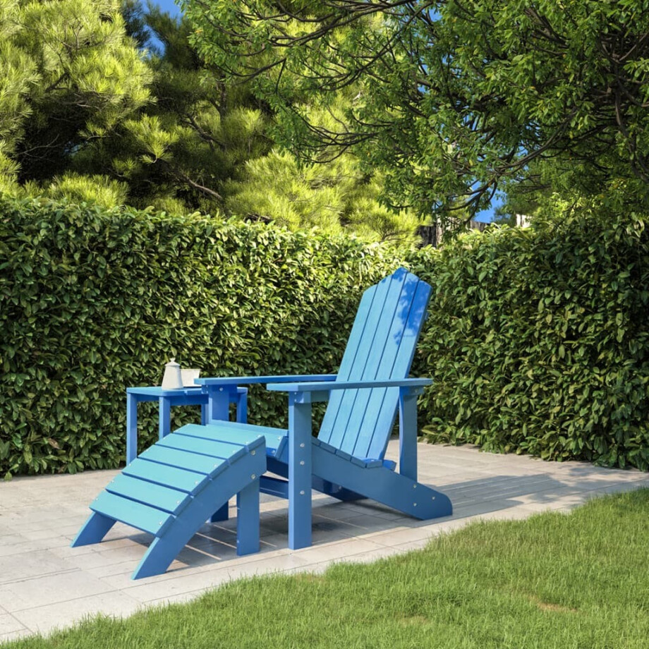 vidaXL Tuinstoel Adirondack met voetenbank HDPE aquablauw afbeelding 1