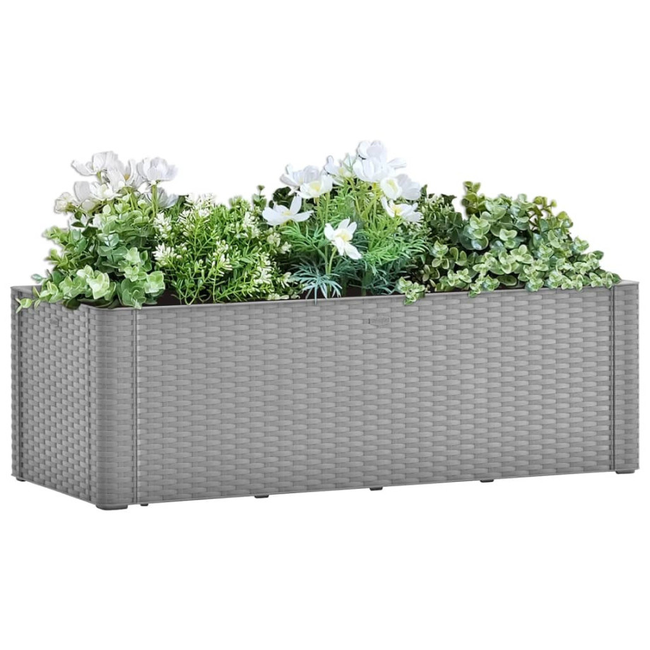 vidaXL Plantenbak verhoogd met bewateringssysteem 100x43x33 cm grijs afbeelding 1