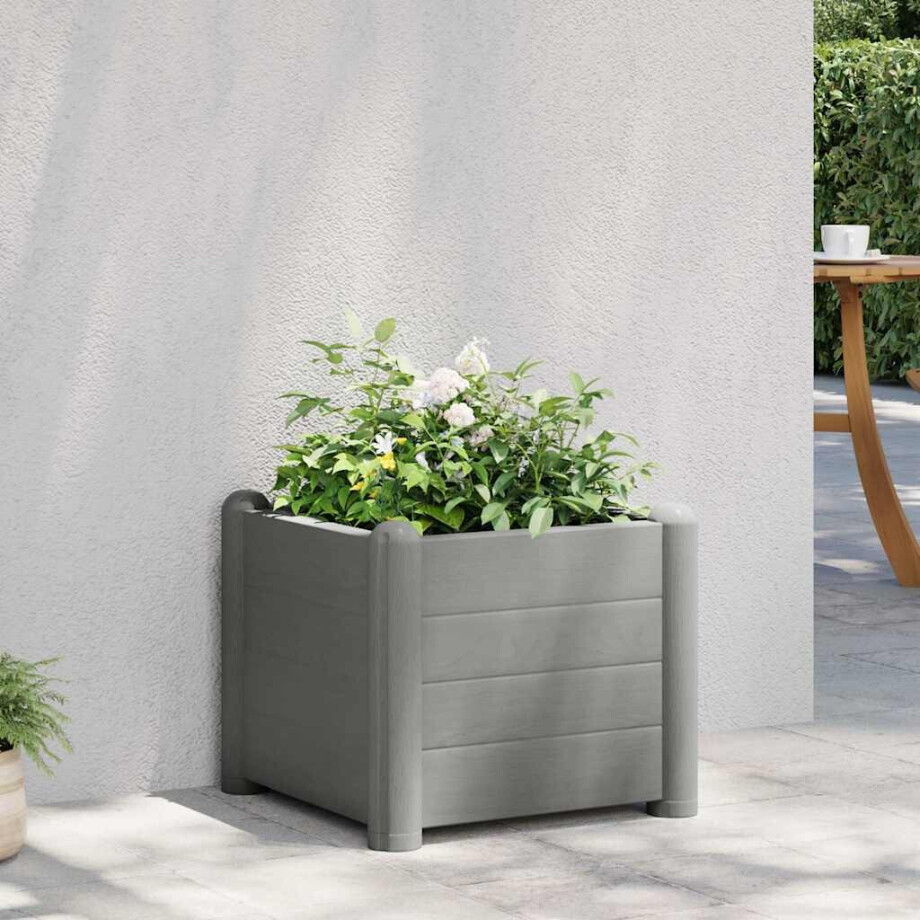 vidaXL Plantenbak verhoogd 43x43x35 cm PP steengrijs afbeelding 1