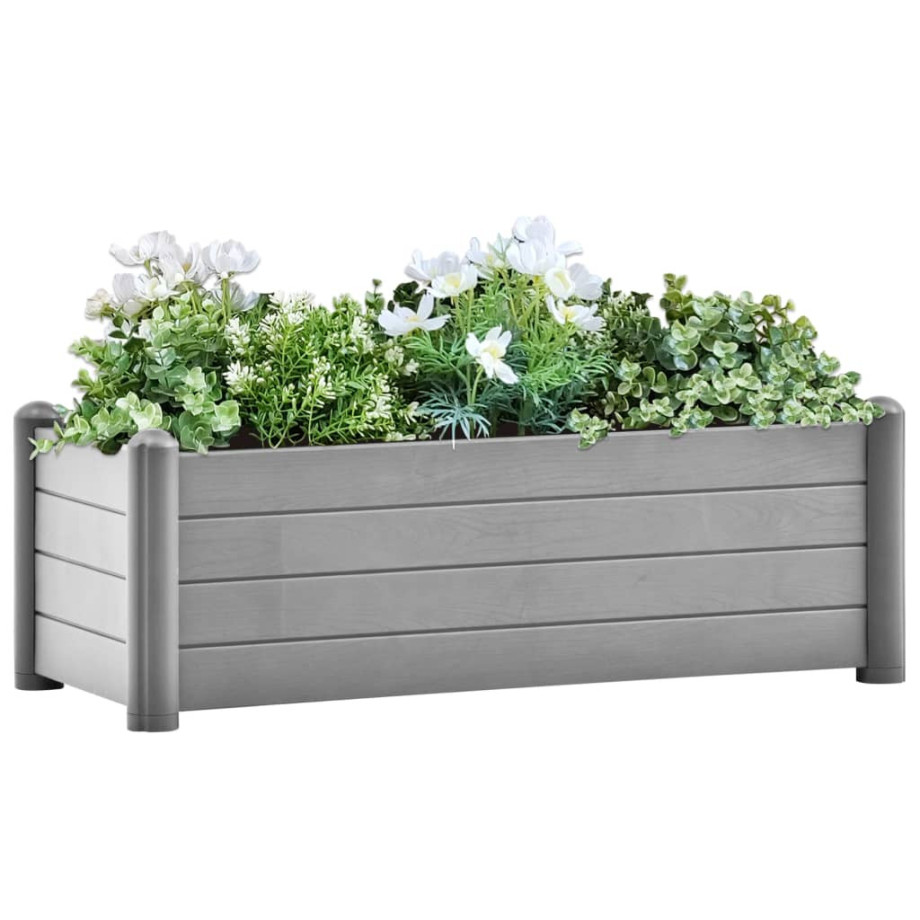 vidaXL Plantenbak verhoogd 100x43x35 cm PP steengrijs afbeelding 1