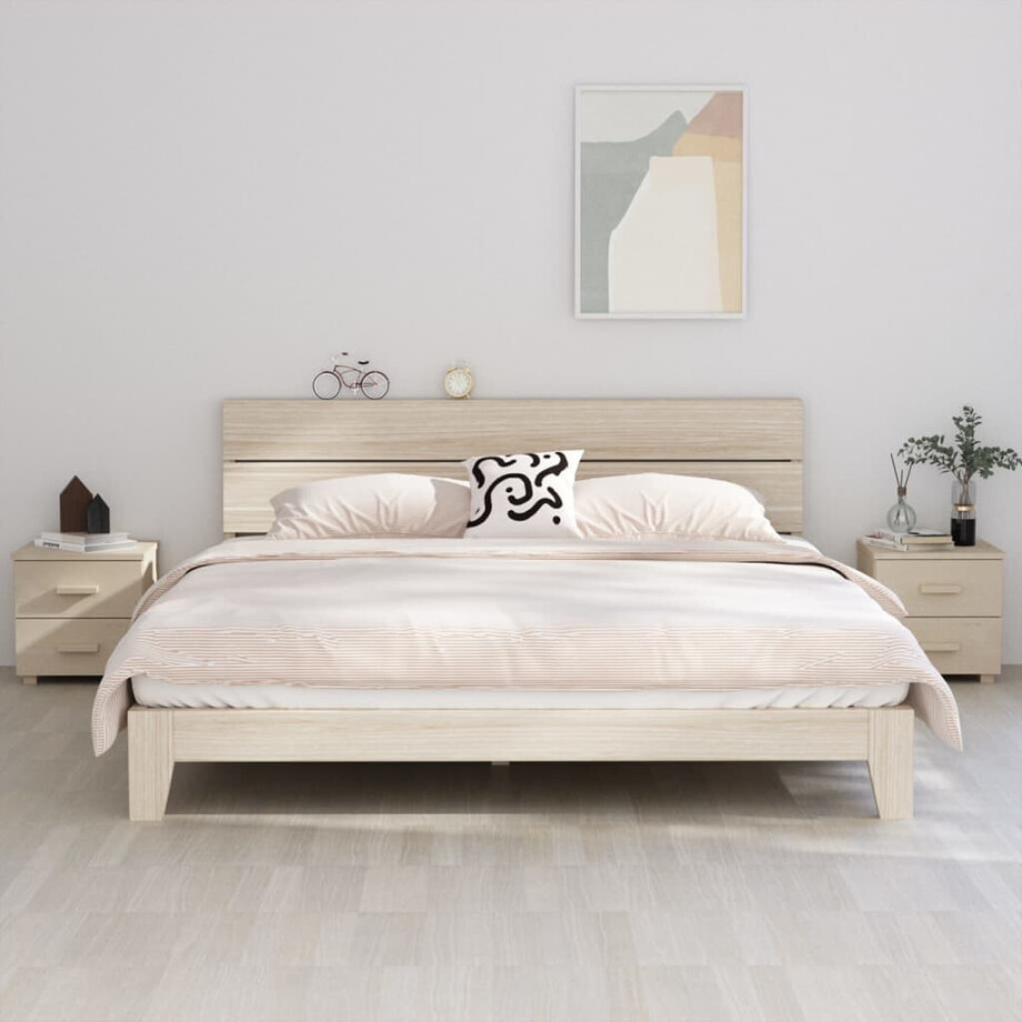 vidaXL Nachtkastjes HAMAR 2 st 40x35x44,5 cm grenenhout honingbruin afbeelding 1