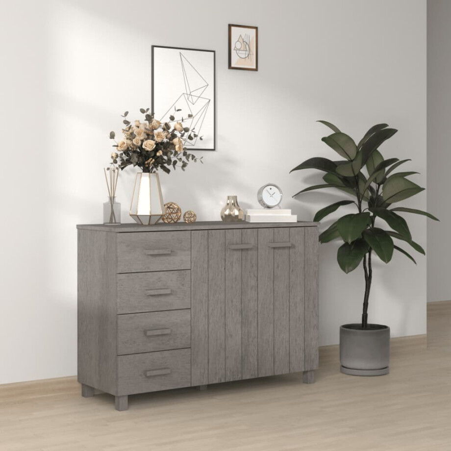 vidaXL Dressoir HAMAR 113x40x80 cm massief grenenhout lichtgrijs vidaXL Dressoir HAMAR 113x40x80 cm massief grenenhout lichtgrijs afbeelding 1