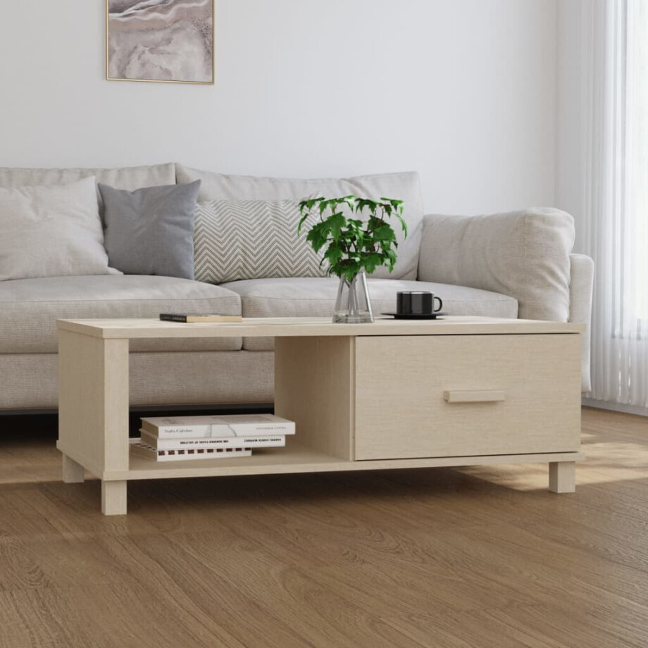 vidaXL Salontafel HAMAR 100x55x35 cm massief grenenhout honingbruin vidaXL Salontafel HAMAR 100x55x35 cm massief grenenhout honingbruin afbeelding 1