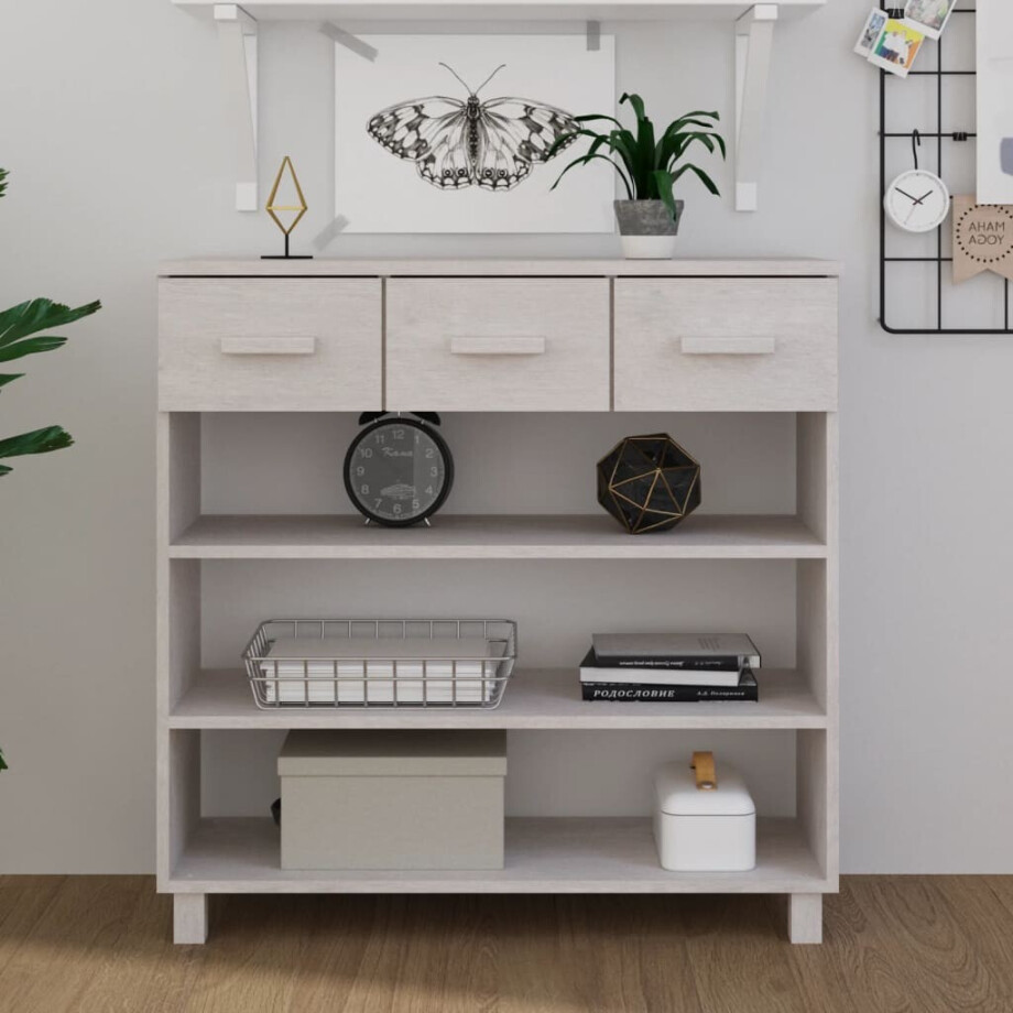 vidaXL Wandtafel HAMAR 90x35x90 cm massief grenenhout wit afbeelding 1