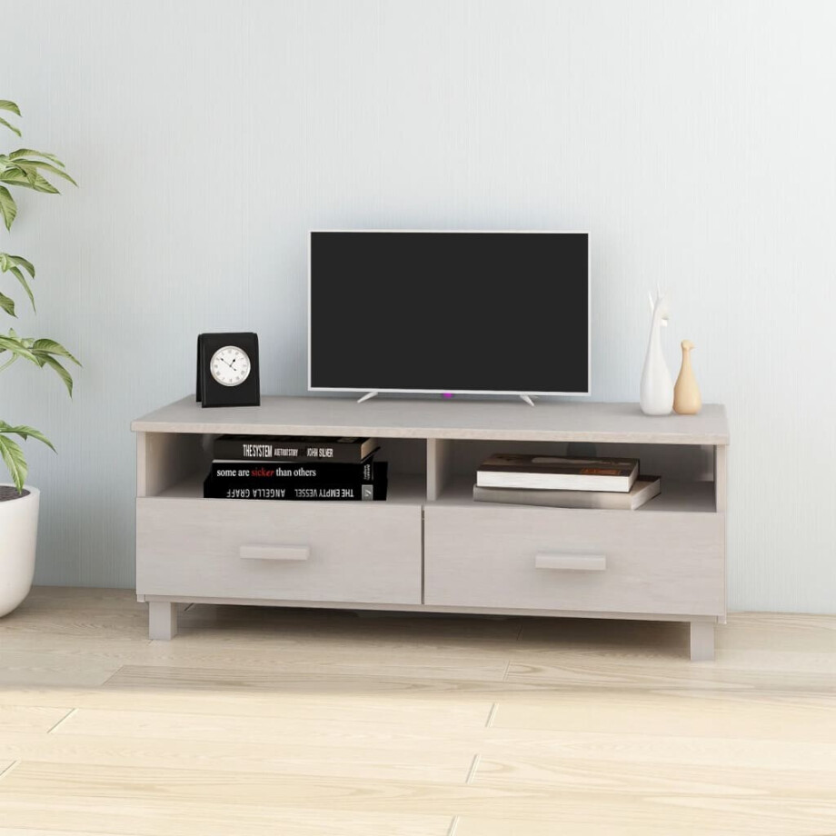 vidaXL Tv-meubel HAMAR 106x40x40 cm massief grenenhout wit afbeelding 1