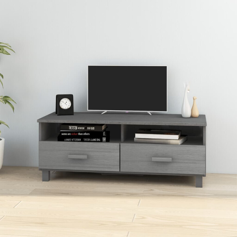 vidaXL Tv-meubel HAMAR 106x40x40 cm massief grenenhout donkergrijs vidaXL Tv-meubel HAMAR 106x40x40 cm massief grenenhout donkergrijs afbeelding 1