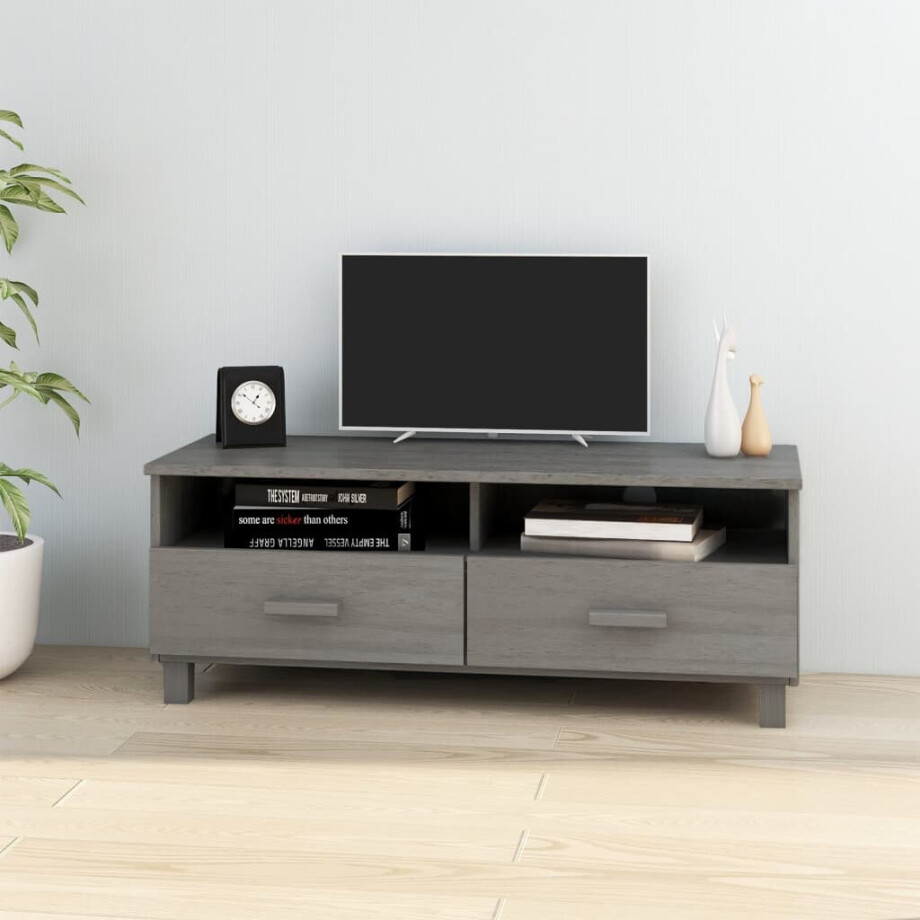 vidaXL Tv-meubel HAMAR 106x40x40 cm massief grenenhout lichtgrijs vidaXL Tv-meubel HAMAR 106x40x40 cm massief grenenhout lichtgrijs afbeelding 1