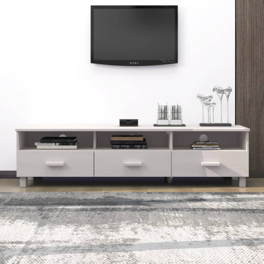 vidaXL Tv-meubel HAMAR 158x40x40 cm massief grenenhout wit afbeelding 1