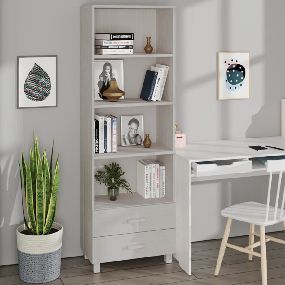 vidaXL Hoge kast HAMAR 60x35x180 cm massief grenenhout wit vidaXL Hoge kast HAMAR 60x35x180 cm massief grenenhout wit afbeelding 1