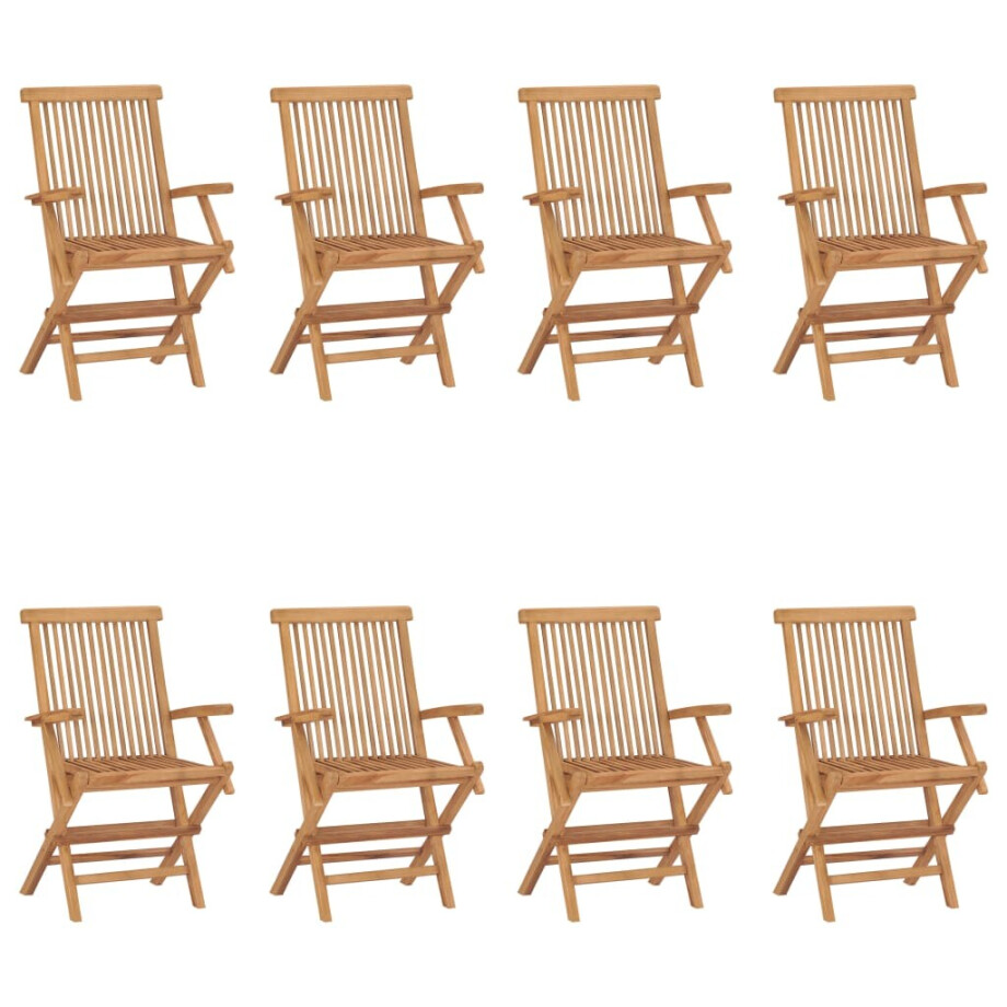 vidaXL Tuinstoelen 8 st inklapbaar massief teakhout afbeelding 1
