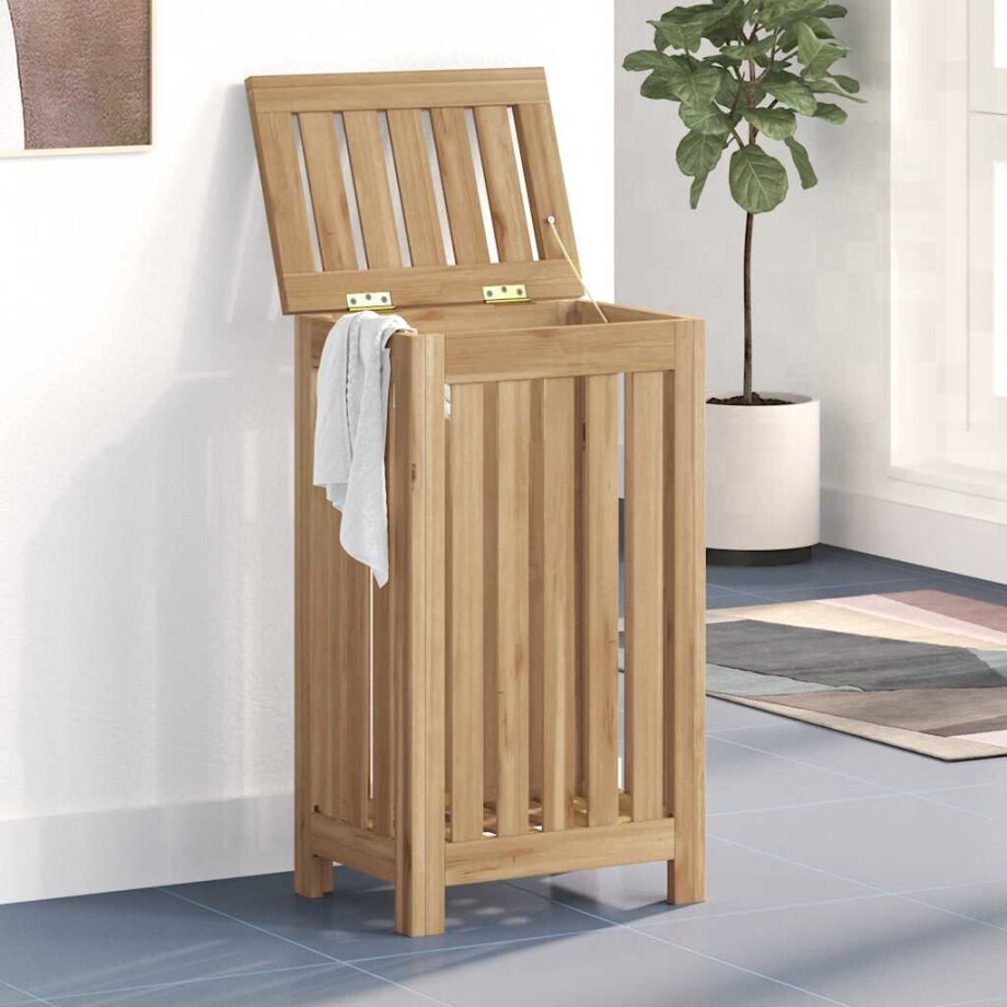 vidaXL Wasmand 35x25x60 cm massief teakhout vidaXL Wasmand 35x25x60 cm massief teakhout afbeelding 1