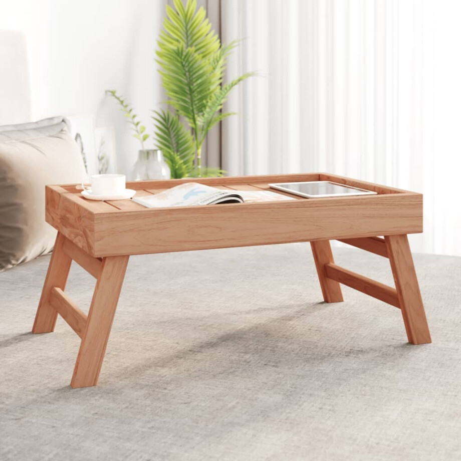 vidaXL Dienblad inklapbaar 55x35x25 cm massief teakhout afbeelding 1