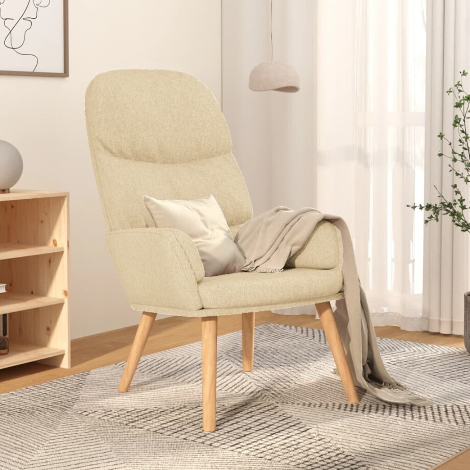 vidaXL Relaxstoel stof crèmekleurig afbeelding 1