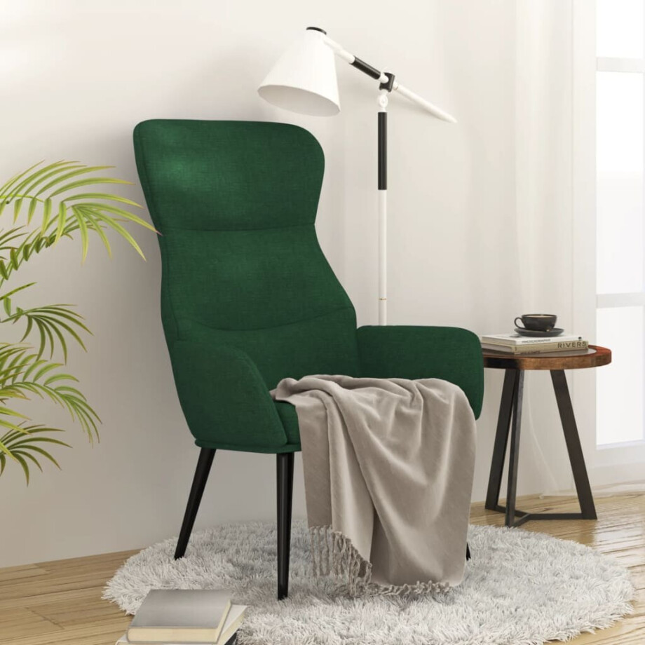 vidaXL Relaxstoel fluweel donkergoen afbeelding 1