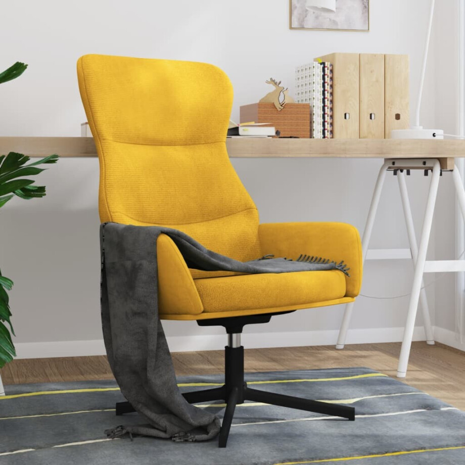 vidaXL Relaxstoel fluweel mosterdgeel afbeelding 1