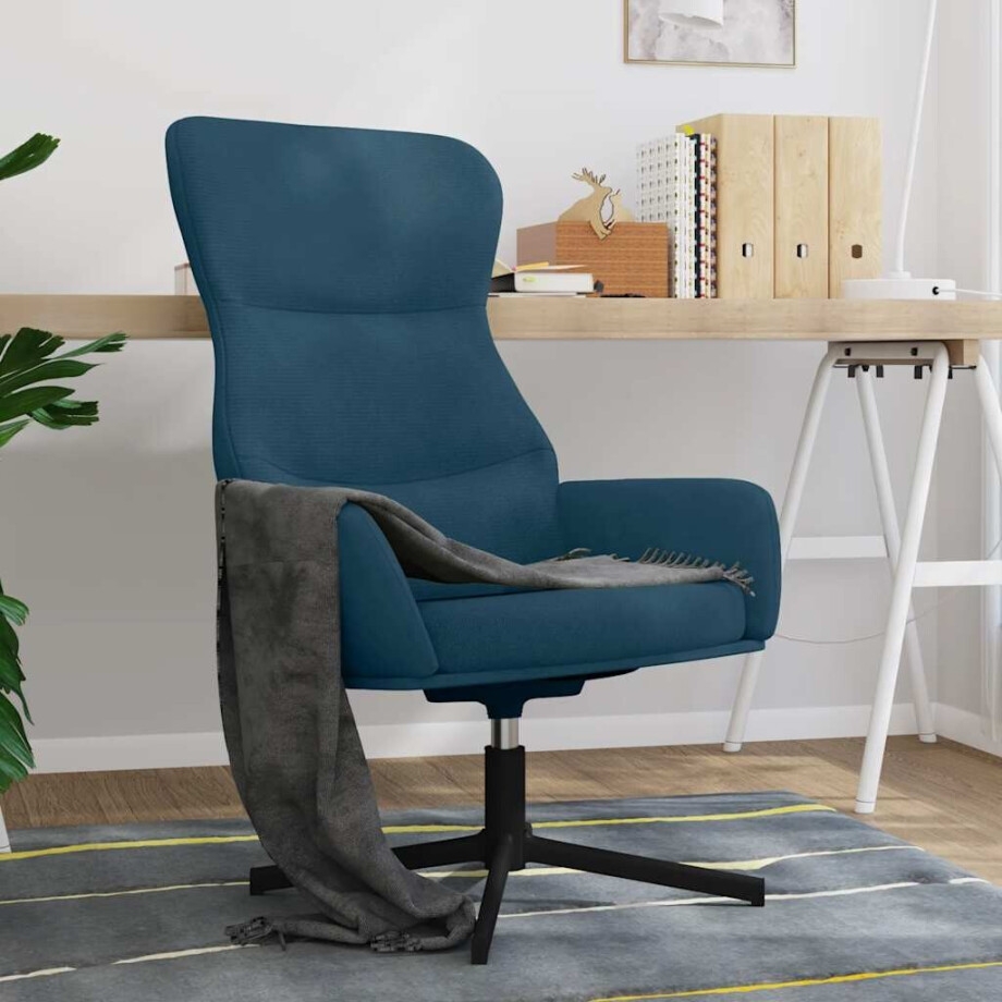 vidaXL Relaxstoel fluweel blauw vidaXL Relaxstoel fluweel blauw afbeelding 1
