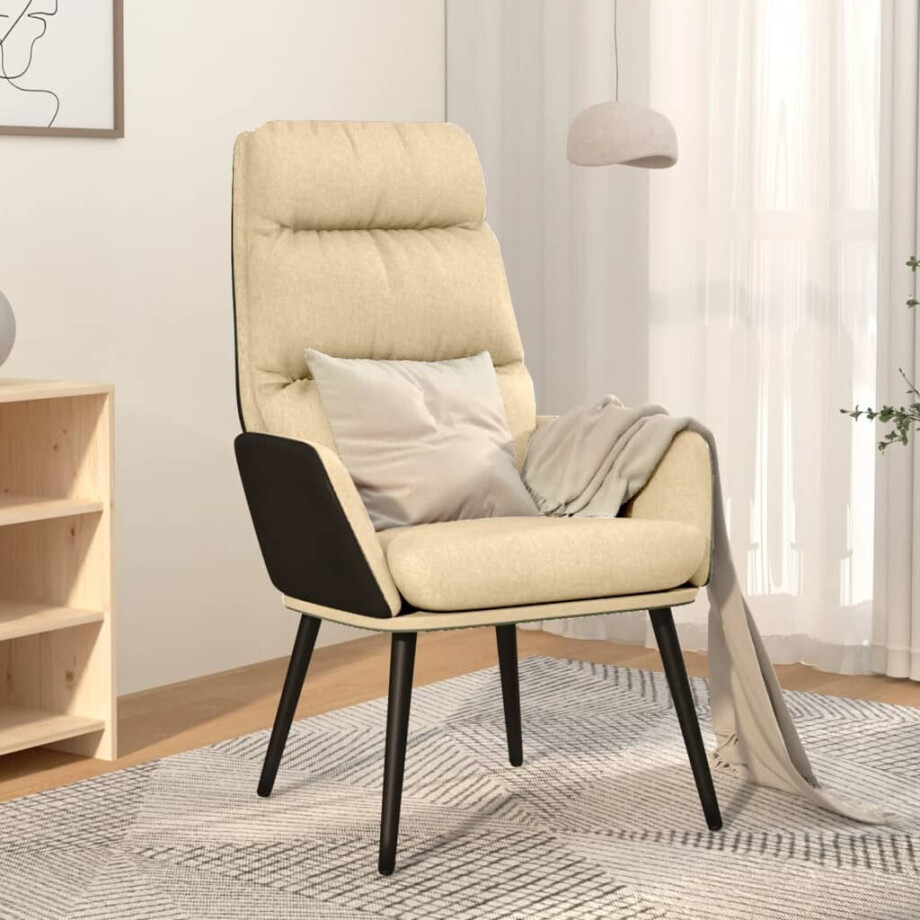 vidaXL Relaxstoel stof crèmekleurig afbeelding 1