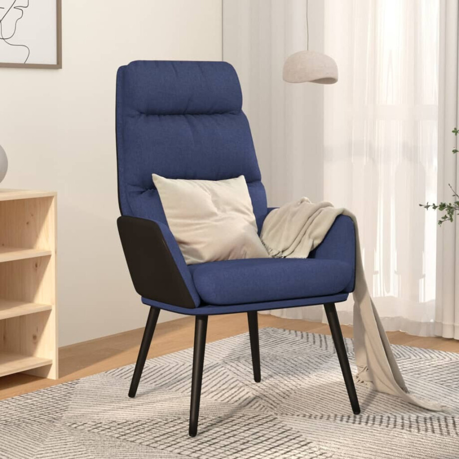 vidaXL Relaxstoel stof blauw afbeelding 1
