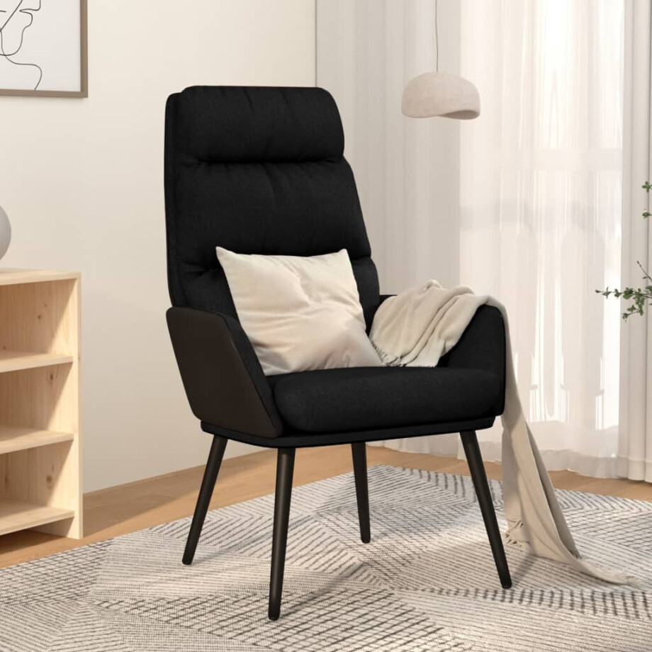 vidaXL Relaxstoel stof zwart vidaXL Relaxstoel stof zwart afbeelding 1