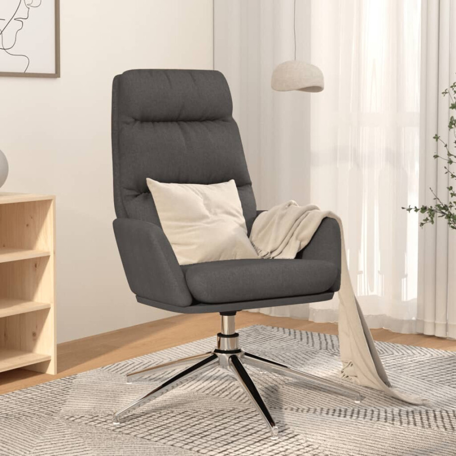 vidaXL Relaxstoel stof donkergrijs afbeelding 1