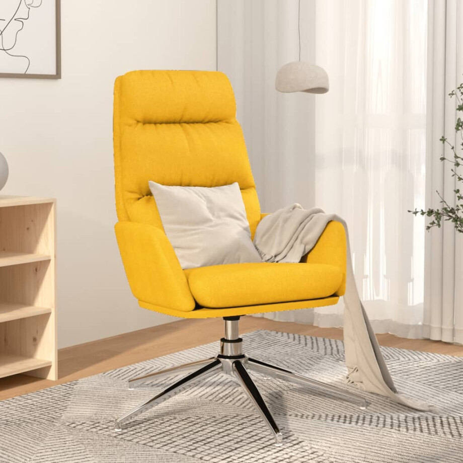 vidaXL Relaxstoel stof mosterdgeel afbeelding 1