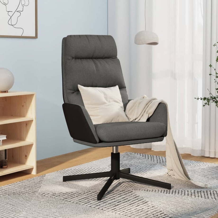 vidaXL Relaxstoel stof donkergrijs afbeelding 1