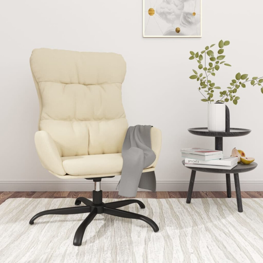 vidaXL Relaxstoel stof crèmekleurig afbeelding 1