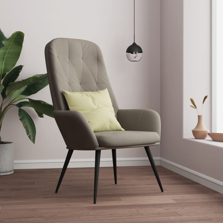 vidaXL Relaxstoel fluweel lichtgrijs afbeelding 1