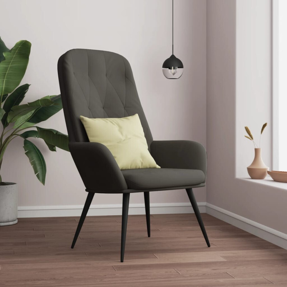 vidaXL Relaxstoel fluweel donkergrijs afbeelding 1