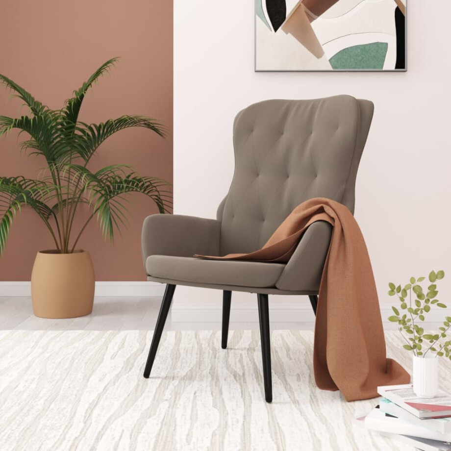 vidaXL Relaxstoel fluweel lichtgrijs afbeelding 1