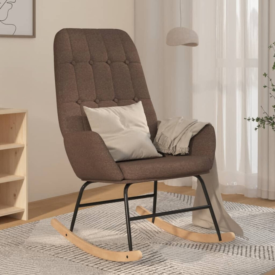 vidaXL Schommelstoel stof taupe vidaXL Schommelstoel stof taupe afbeelding 1