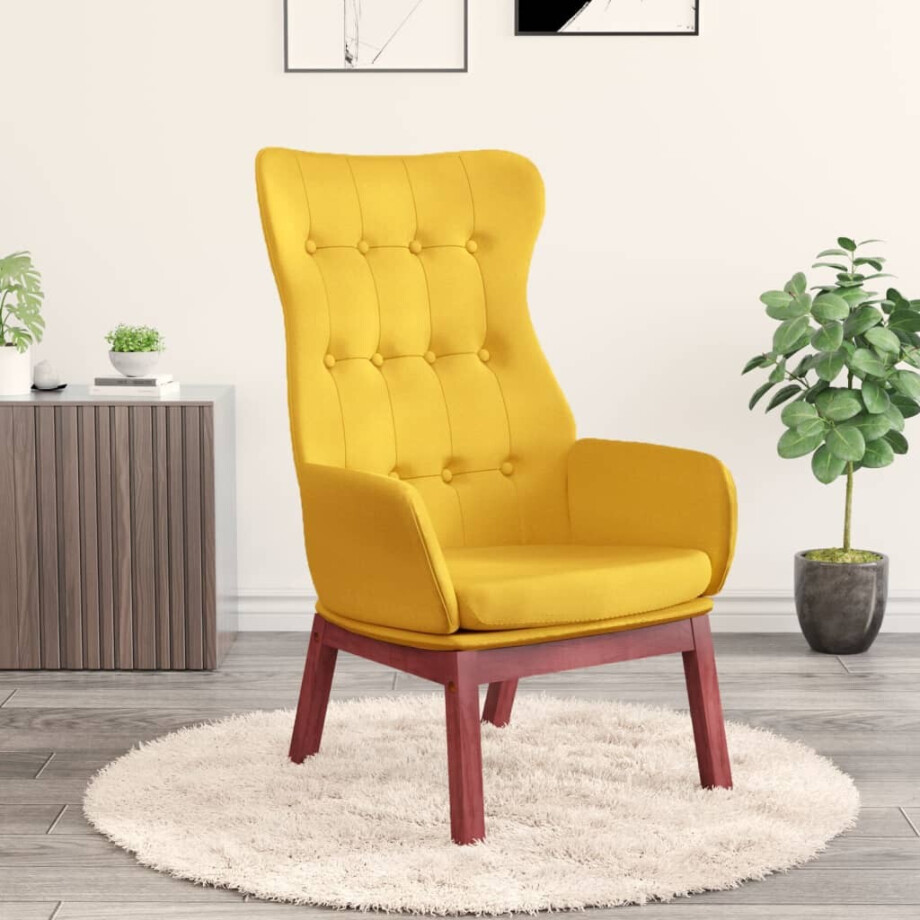 vidaXL Relaxstoel stof mosterdgeel afbeelding 1