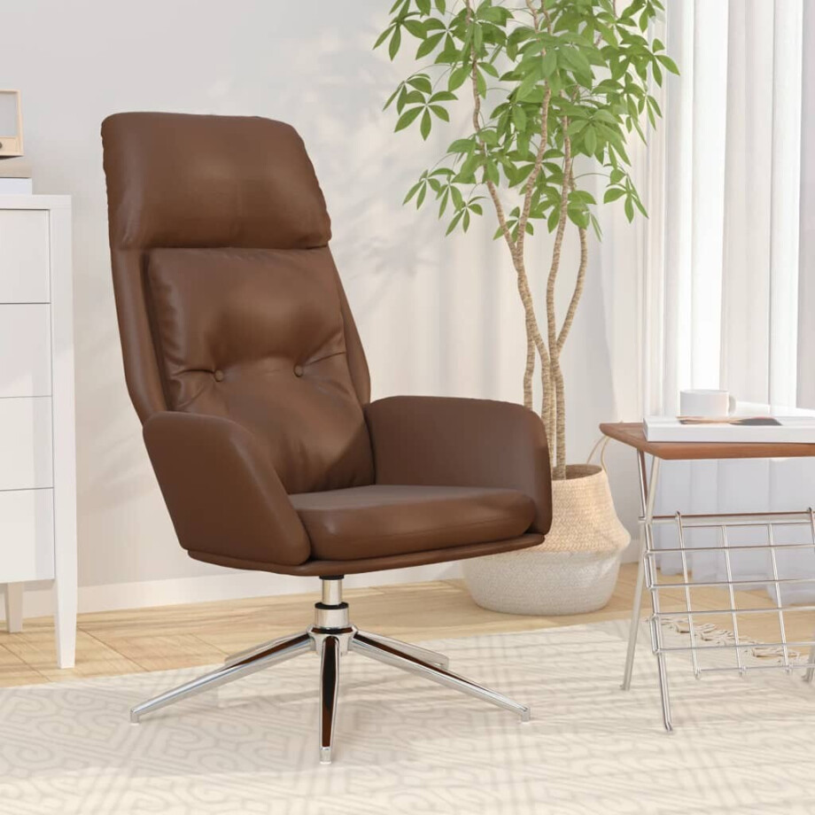 vidaXL Relaxstoel echt leer bruin afbeelding 1