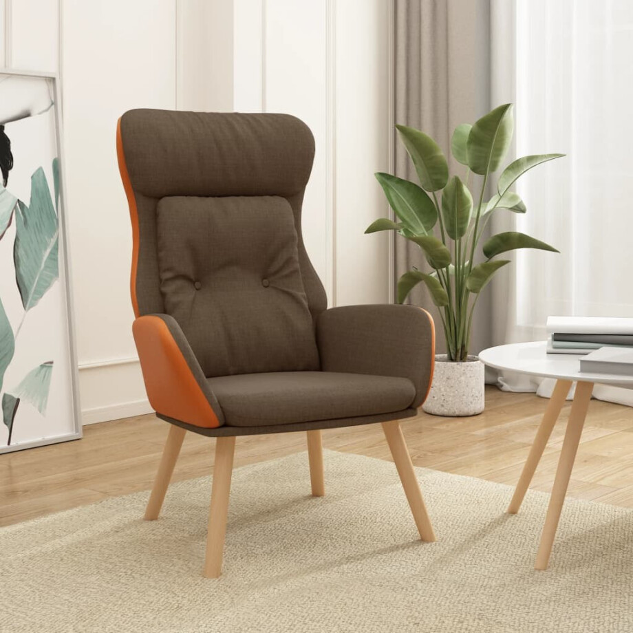 vidaXL Relaxstoel stof en PVC bruin vidaXL Relaxstoel stof en PVC bruin afbeelding 1