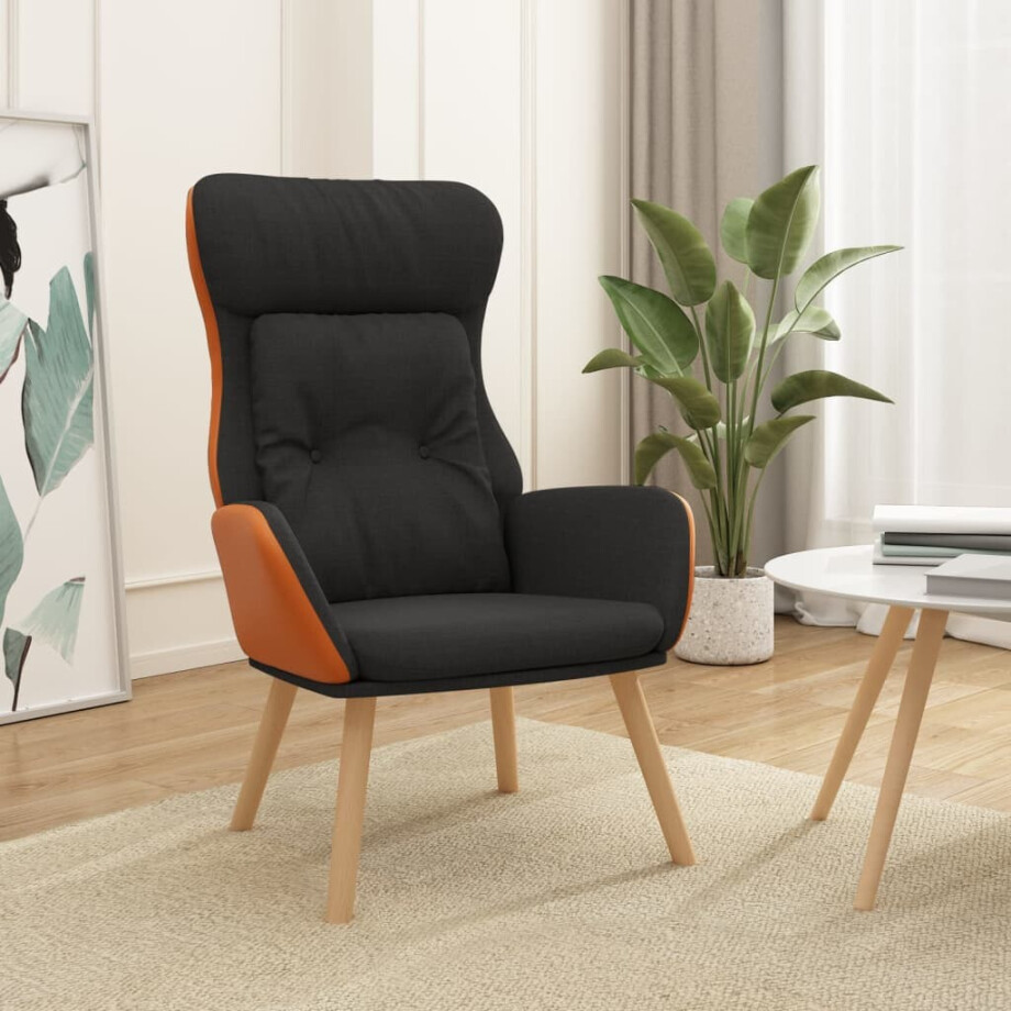 vidaXL Relaxstoel stof en PVC zwart afbeelding 1
