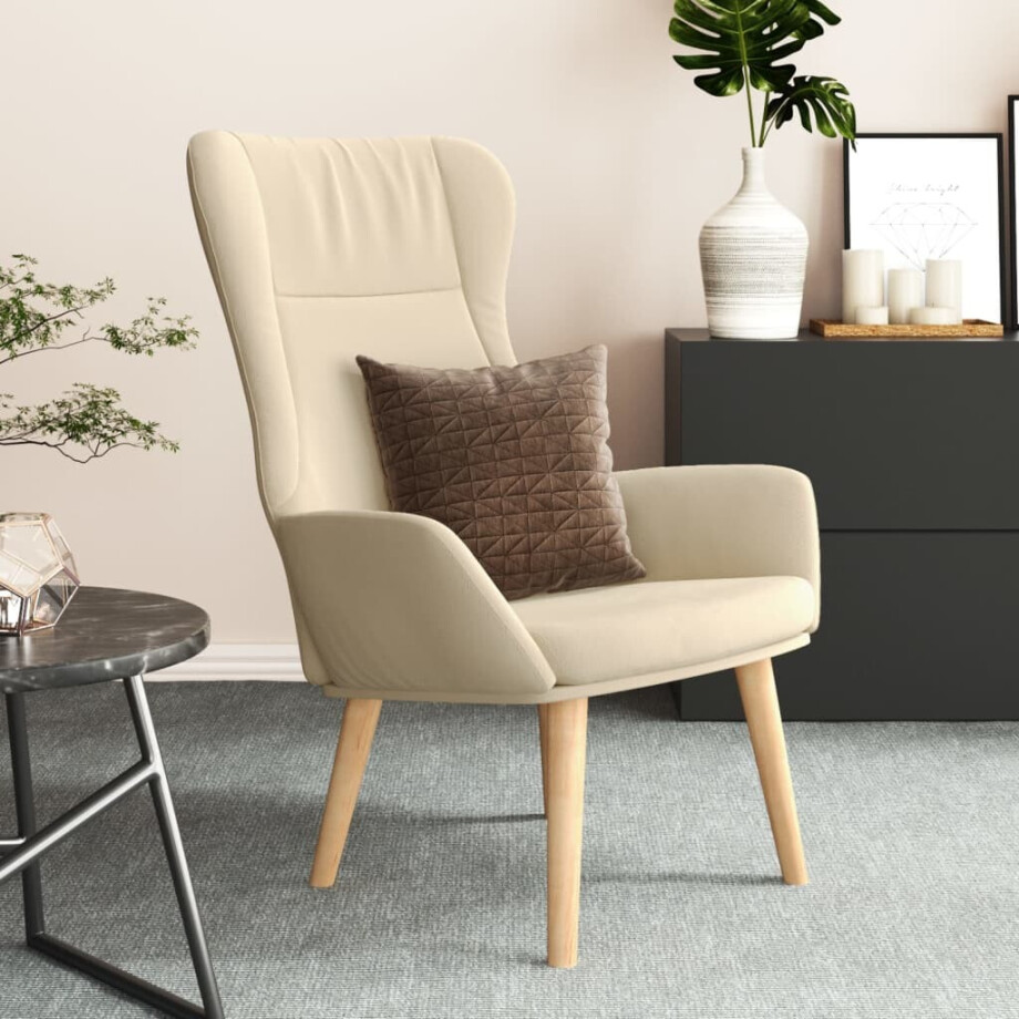 vidaXL Relaxstoel stof crèmekleurig afbeelding 1