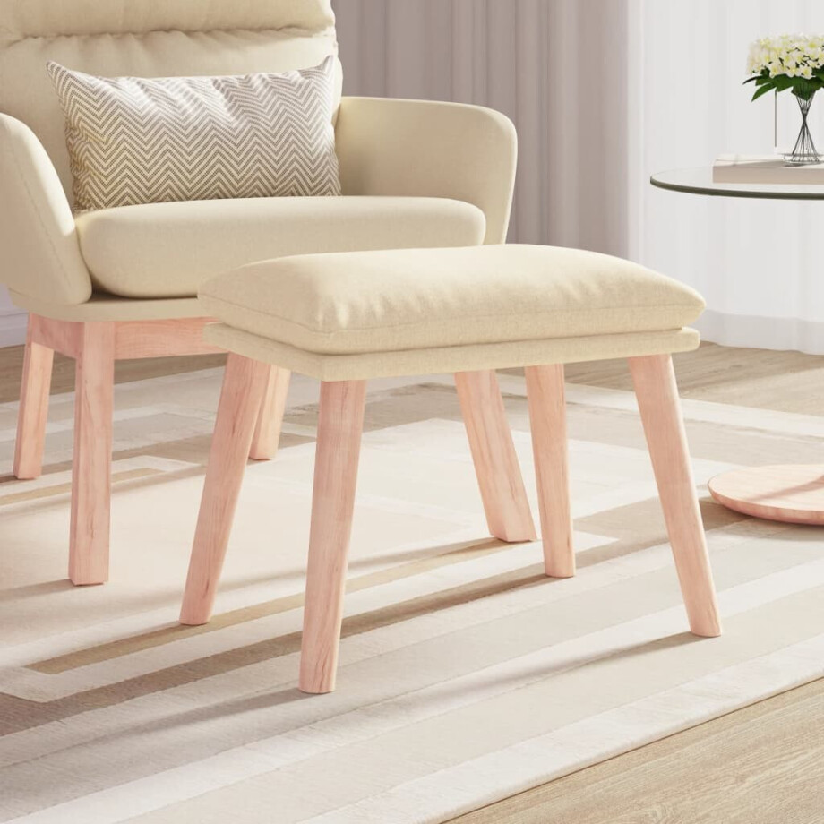 vidaXL Voetenbank 45x29,5x35 cm stof crèmekleurig afbeelding 1