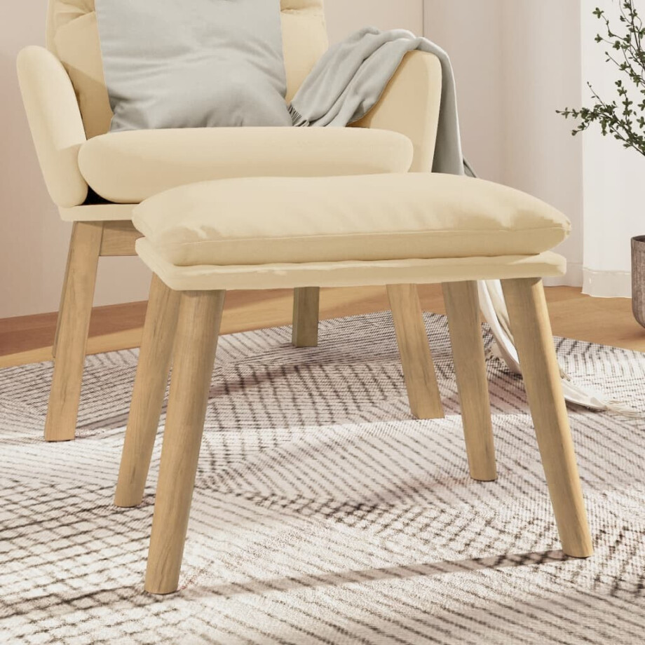 vidaXL Voetenbank 45x29,5x35 cm fluweel crèmewit afbeelding 1