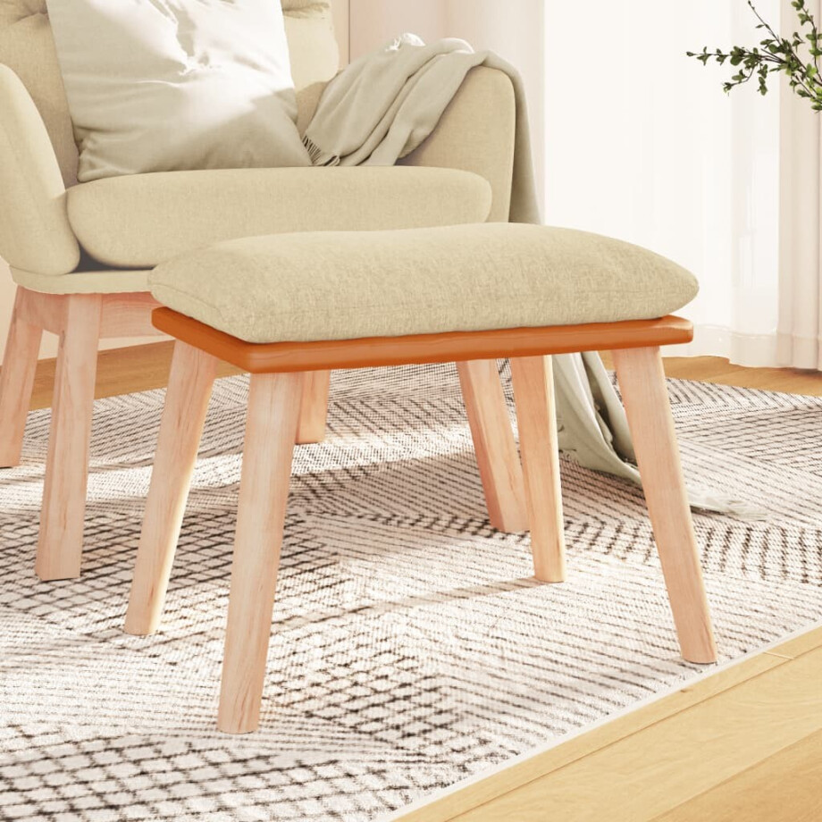 vidaXL Voetenbank 45x29,5x35 cm stof en kunstleer crèmekleurig vidaXL Voetenbank 45x29,5x35 cm stof en kunstleer crèmekleurig afbeelding 1