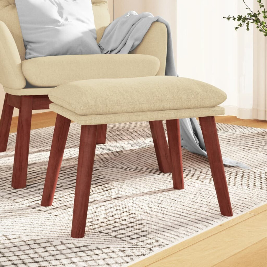 vidaXL Voetenbank 45x29,5x35 cm stof crèmekleurig afbeelding 1