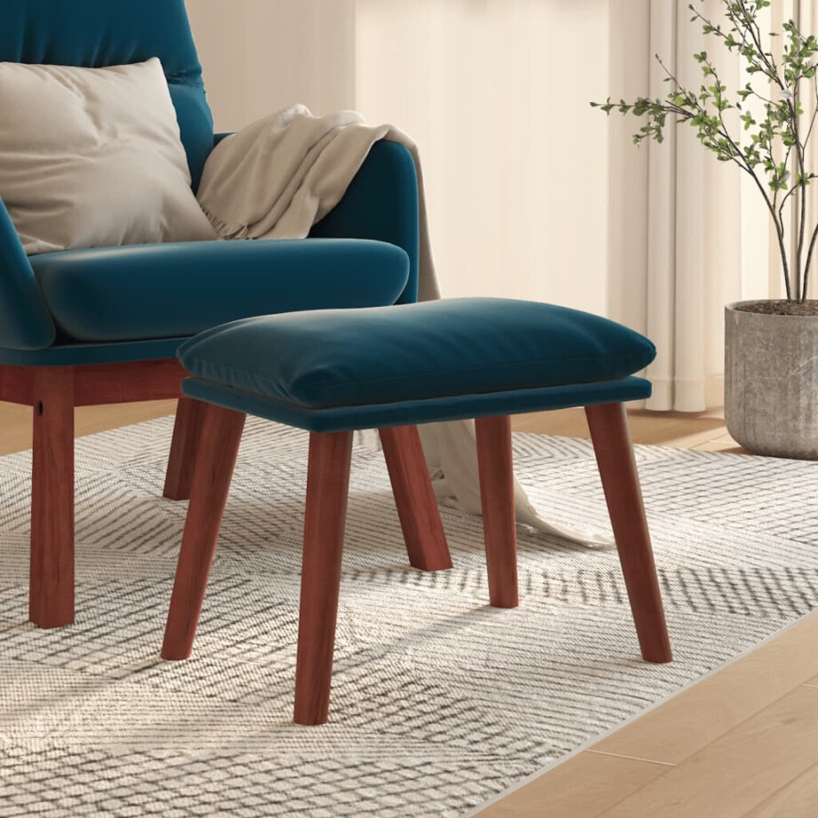 vidaXL Voetenbank 45x29,5x35 cm fluweel blauw vidaXL Voetenbank 45x29,5x35 cm fluweel blauw afbeelding 1