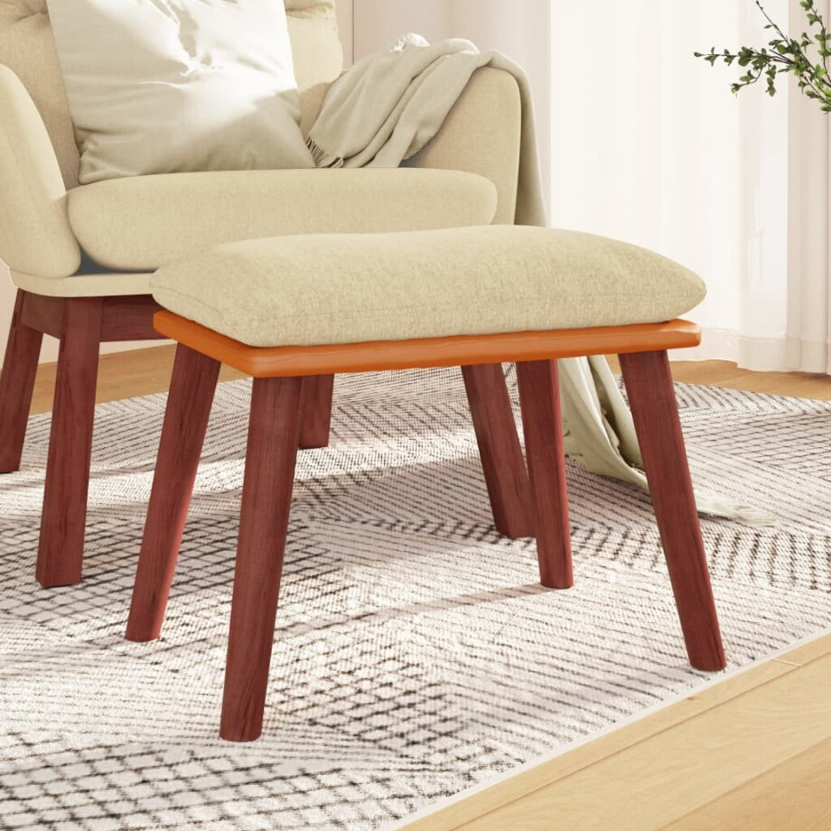 vidaXL Voetenbank 45x29,5x35 cm stof en kunstleer crèmekleurig afbeelding 1