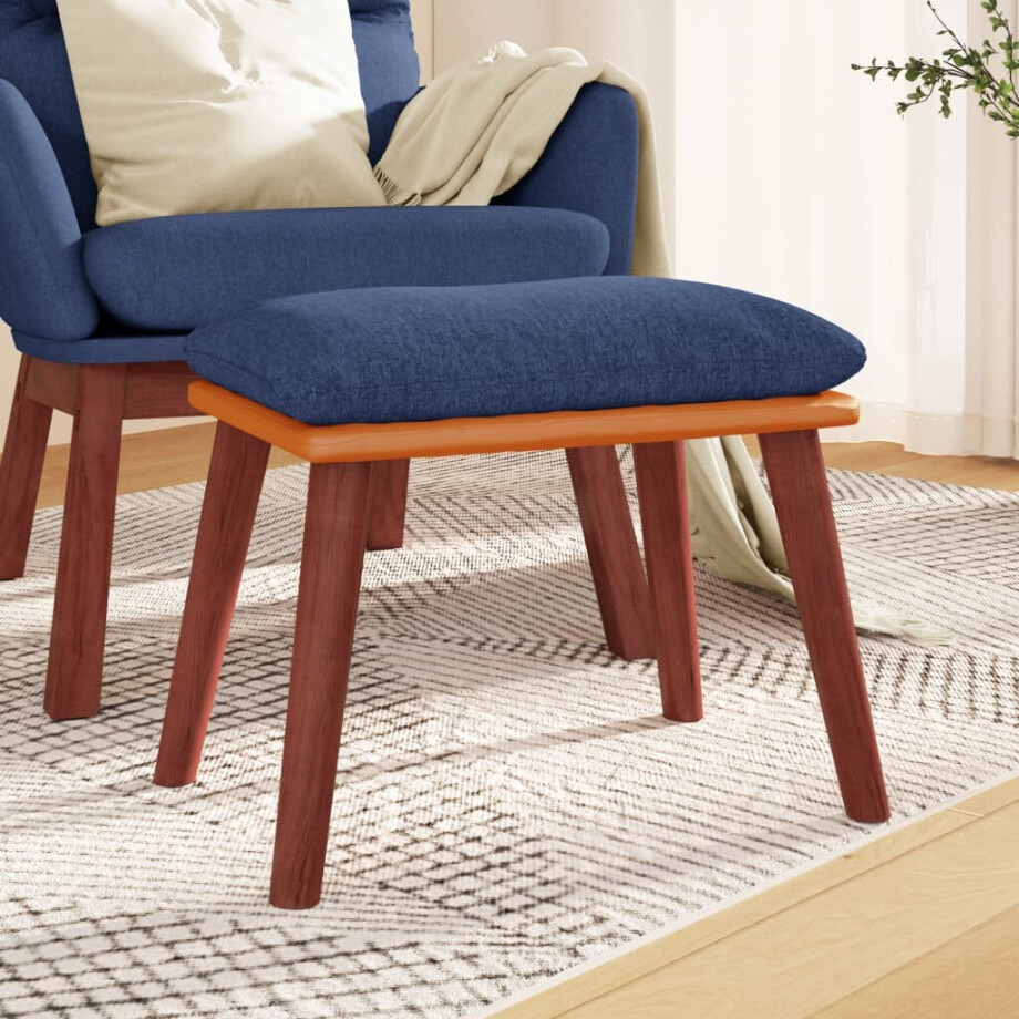 vidaXL Voetenbank 45x29,5x35 cm stof en kunstleer blauw vidaXL Voetenbank 45x29,5x35 cm stof en kunstleer blauw afbeelding 1