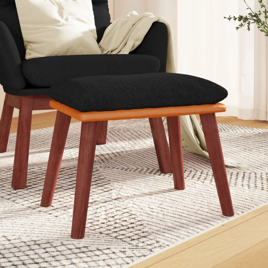 vidaXL Voetenbank 45x29,5x35 cm stof en kunstleer zwart vidaXL Voetenbank 45x29,5x35 cm stof en kunstleer zwart afbeelding 1