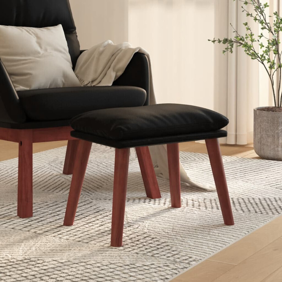 vidaXL Voetenbank 45x29,5x35 cm kunstleer zwart afbeelding 1