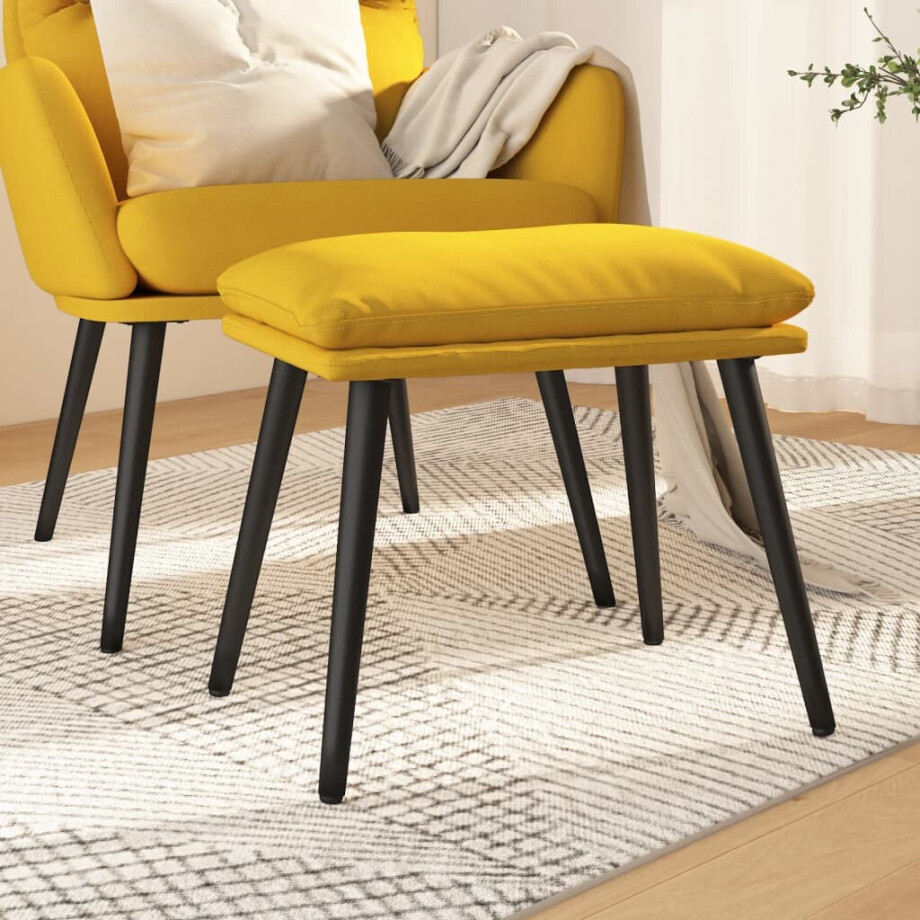 vidaXL Voetenbank 45x29,5x35 cm stof mosterdgeel afbeelding 1