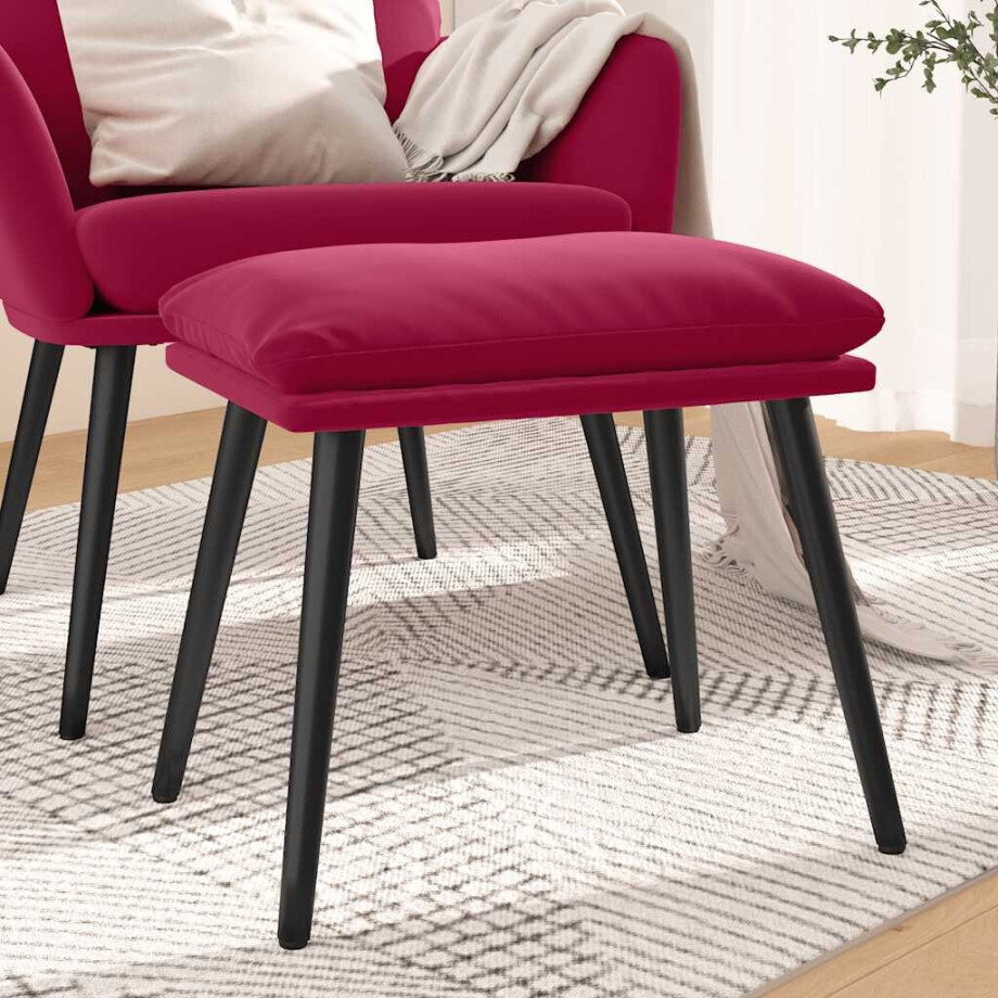 vidaXL Voetenbank 45x29,5x35 cm fluweel wijnrood vidaXL Voetenbank 45x29,5x35 cm fluweel wijnrood afbeelding 1