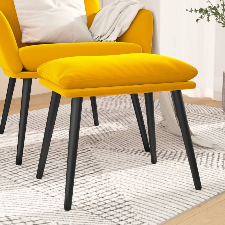 vidaXL Voetenbank 45x29,5x35 cm fluweel mosterdgeel afbeelding 1