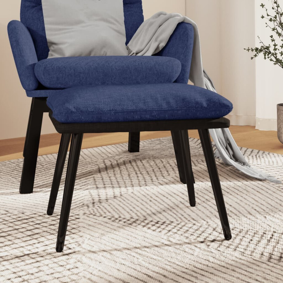 vidaXL Voetenbank 45x29,5x35 cm stof en kunstleer blauw vidaXL Voetenbank 45x29,5x35 cm stof en kunstleer blauw afbeelding 1